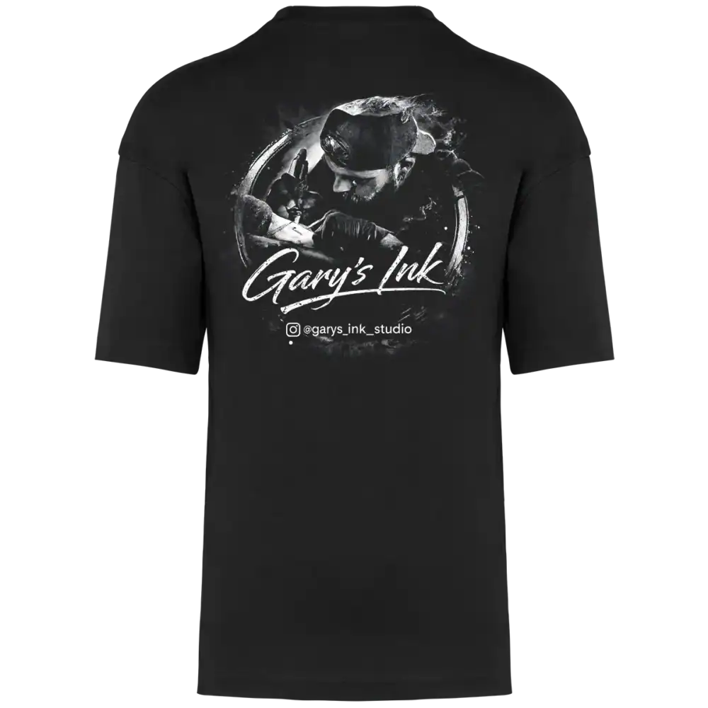 T shirt oversize noir Gary’s Ink Studio logo DOS imprimé DTF Pilou Shop 64