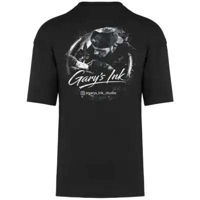 T shirt oversize noir Gary’s Ink Studio logo DOS imprimé DTF Pilou Shop 64