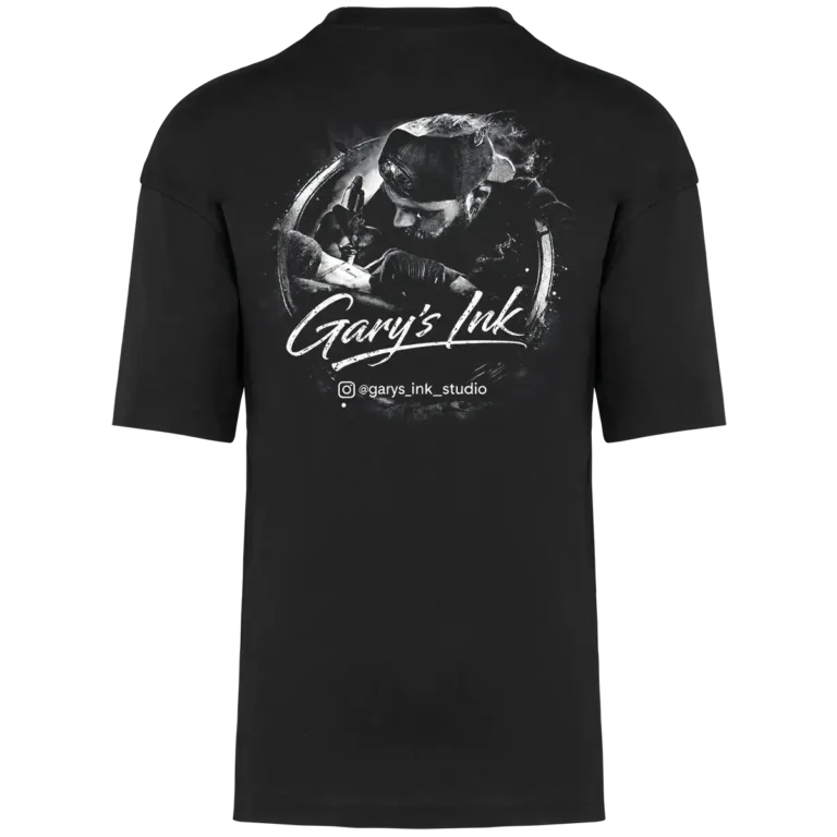 T shirt oversize noir Gary’s Ink Studio logo DOS imprimé DTF Pilou Shop 64