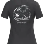 T shirt femme noir Gary’s Ink Studio visuel tatoueur dos impression premium Pilou Shop 64