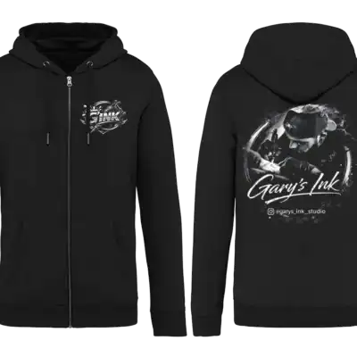 Veste zippée noire Gary’s Ink Studio visuel tatoueur dos impression premium Pilou Shop 64