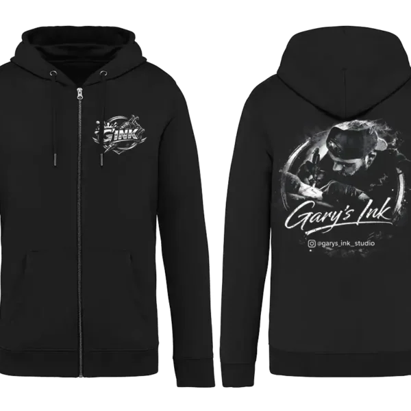 Veste zippée noire Gary’s Ink Studio visuel tatoueur dos impression premium Pilou Shop 64