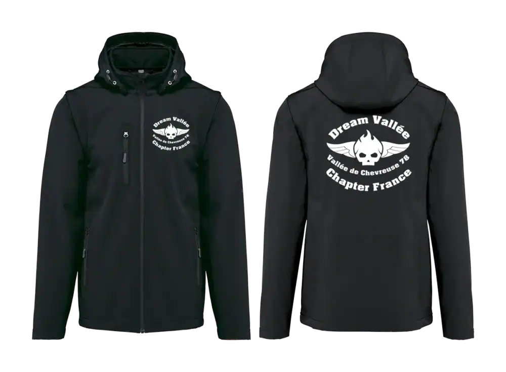 Softshell noire Dream Vallée Chapter France manches et capuche amovibles