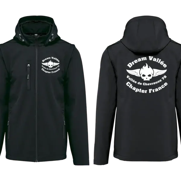 Softshell noire Dream Vallée Chapter France manches et capuche amovibles