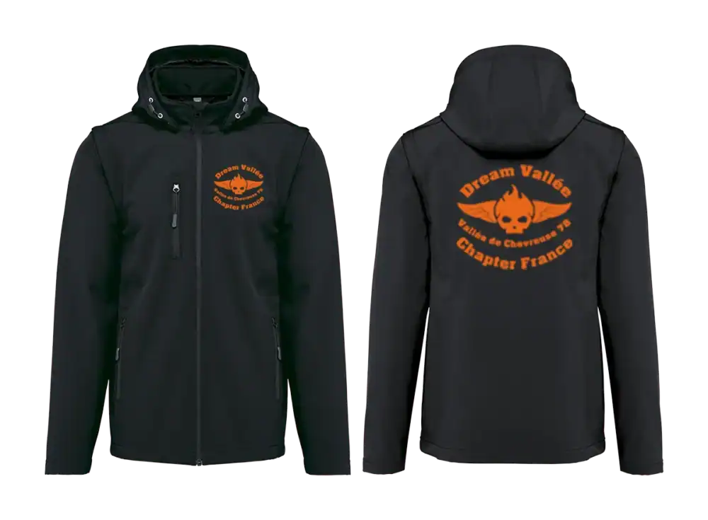 Softshell orange Dream Vallée Chapter France logo dos