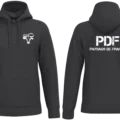 Sweat à capuche NOIR Paysans de France PDF impression blanche avant et dos