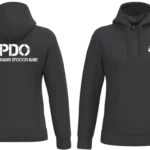 Sweat à capuche noir PDO Paysans d’Occitanie marquage cœur et dos