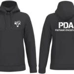 Sweat a capuche PDA Paysans d Aquitaine 40 noir marquage coeur et dos