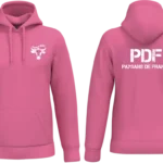 Sweat à capuche ROSE Paysans de France PDF impression blanche avant et dos