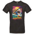 t shirt homme noir stay positive illustration requin humour impression dtf premium