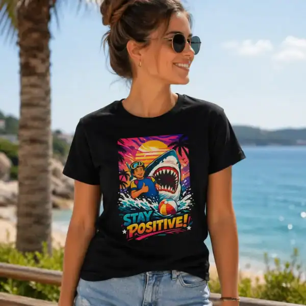 t shirt stay positive – humour feel good & vibes estivales