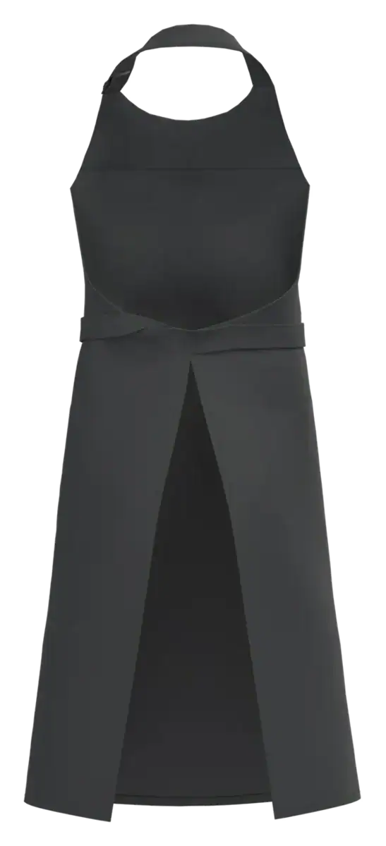 dos tablier noir personnalisable professionnel avec attache réglable et coupe longue