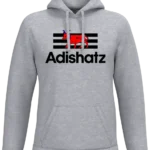 Sweat à capuche Adishatz gris avec vache béarnaise rouge impression DTF premium Pilou Shop 64