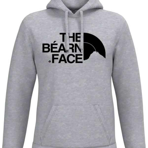 Sweat à capuche The Béarn Face noir et gris impression DTF premium Pilou Shop 64 design sud ouest GRIS
