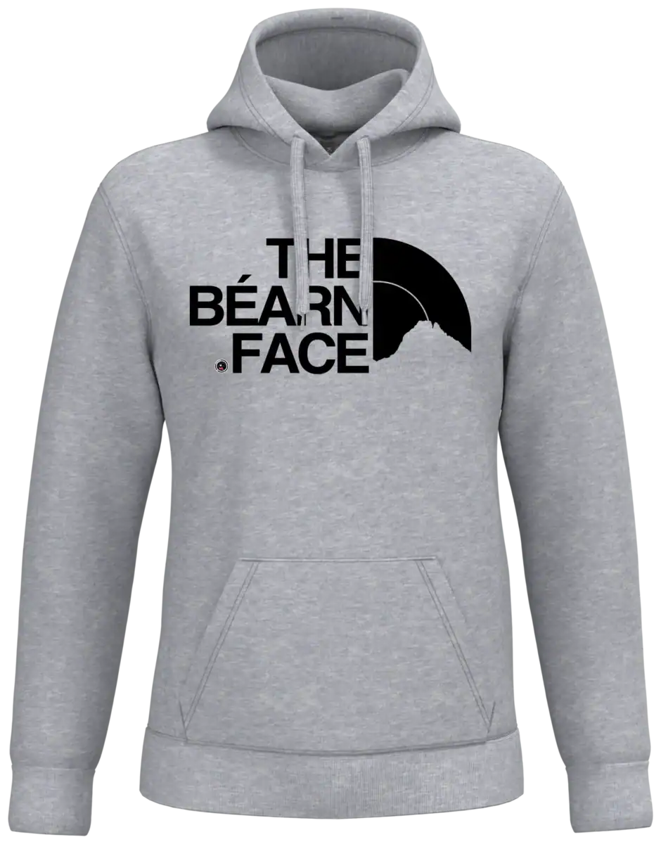 Sweat à capuche The Béarn Face noir et gris impression DTF premium Pilou Shop 64 design sud ouest GRIS