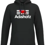Sweat à capuche Adishatz noir avec vache béarnaise rouge impression DTF premium Pilou Shop 64