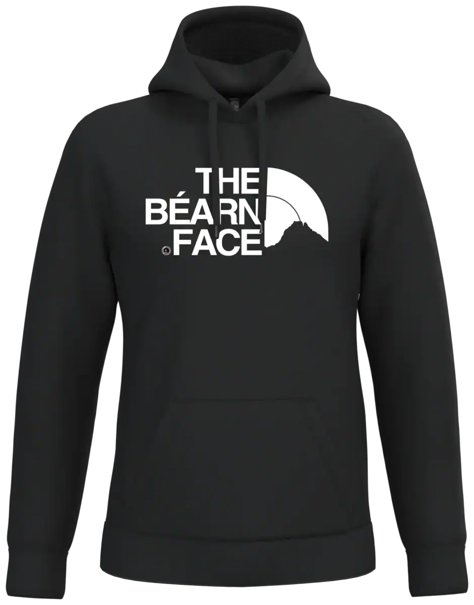 Sweat à capuche The Béarn Face noir et gris impression DTF premium Pilou Shop 64 design sud ouest NOIR