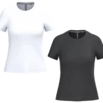 T-shirt femme personnalisable noir et blanc col rond coupe cintrée – textile vierge premium prêt à imprimer Pilou Shop 64