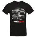 t shirt homme noir 205 gti youngtimer 1984 design voiture ancienne peugeot illustration double vue