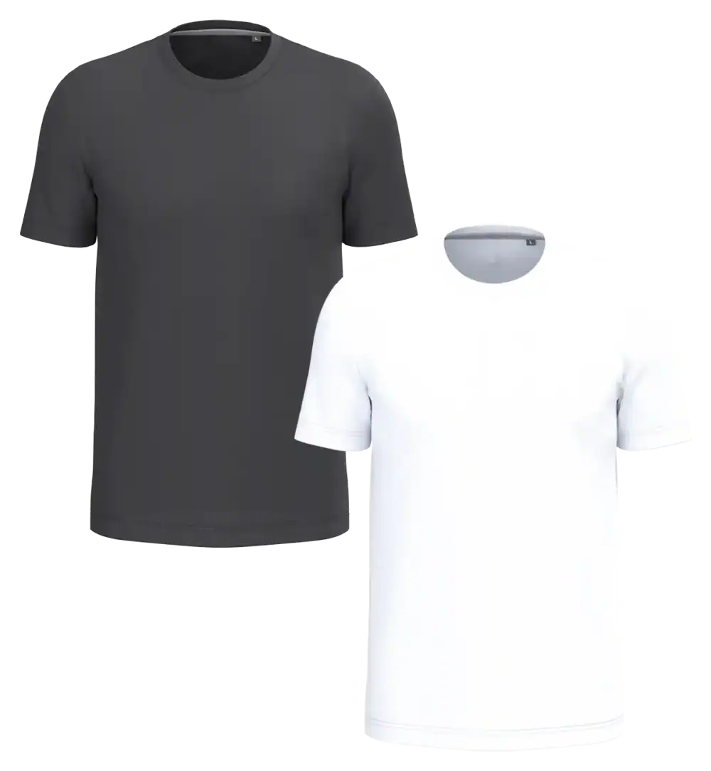 T-shirt personnalisable noir et blanc coupe classique col rond – textile vierge premium prêt à marquer Pilou Shop 64