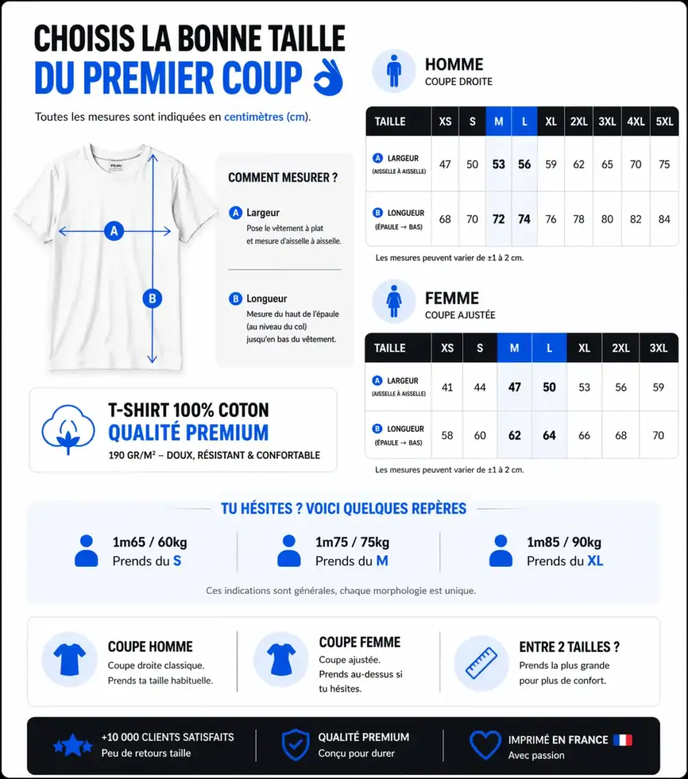 aaa guide des tailles tshirts
