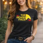 t shirt femme noir the bearn face jaune porté homme femme design bearn 64 montagne vaches impression dtf pilou shop pau