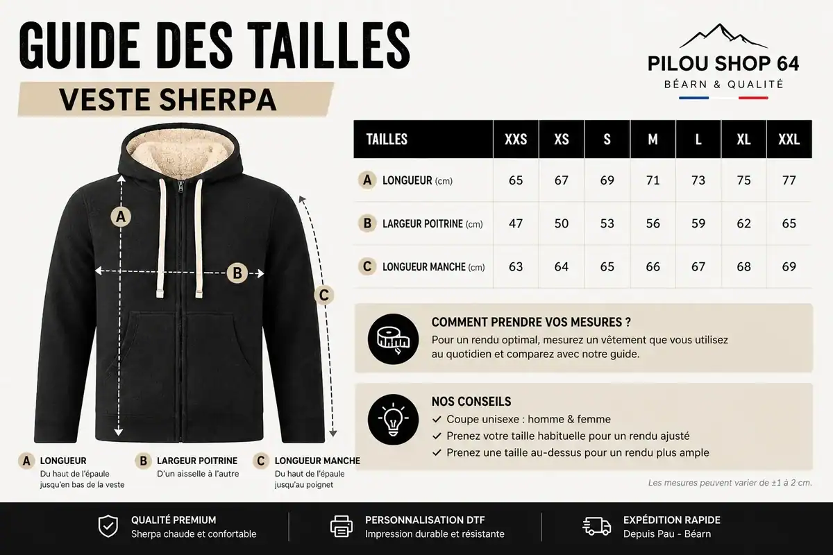 Guide des tailles Pilou Shop 64