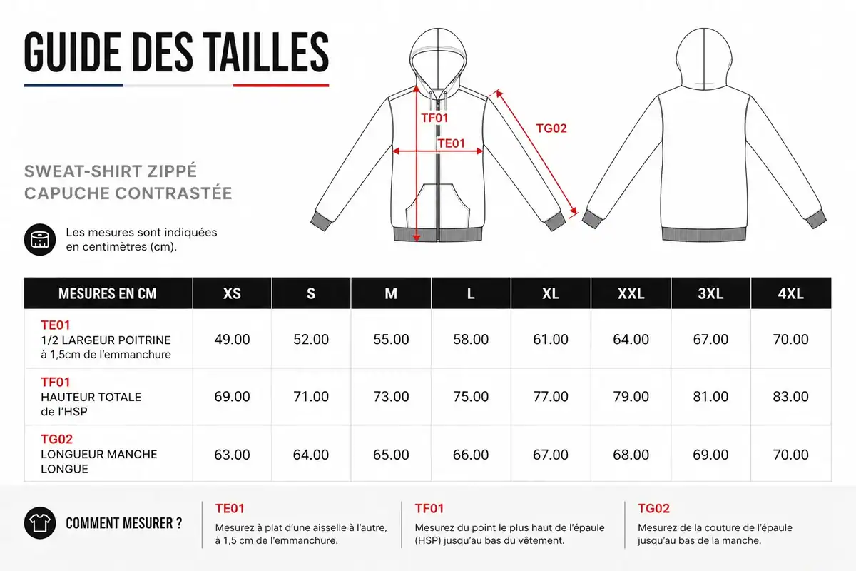 Guide des tailles Pilou Shop 64