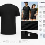Vue arrière t-shirt sport noir unisexe polyester respirant personnalisable Pilou Shop 64