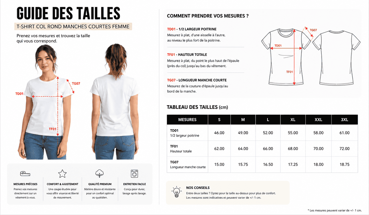 Guide des tailles Pilou Shop 64