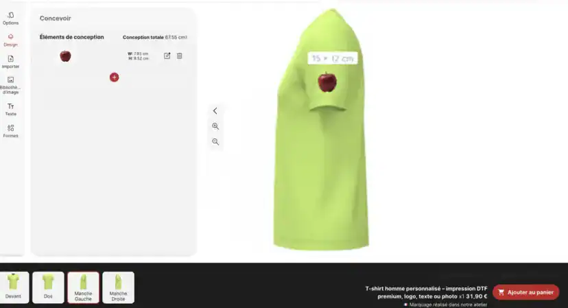 personnalisation t shirt en ligne manche