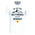 T-shirt né au pied des Pyrénées fier d’être Béarnais sur fond blanc