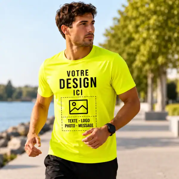 T-shirt sport personnalisé respirant avec texte, logo, photo ou message – impression DTF à Pau