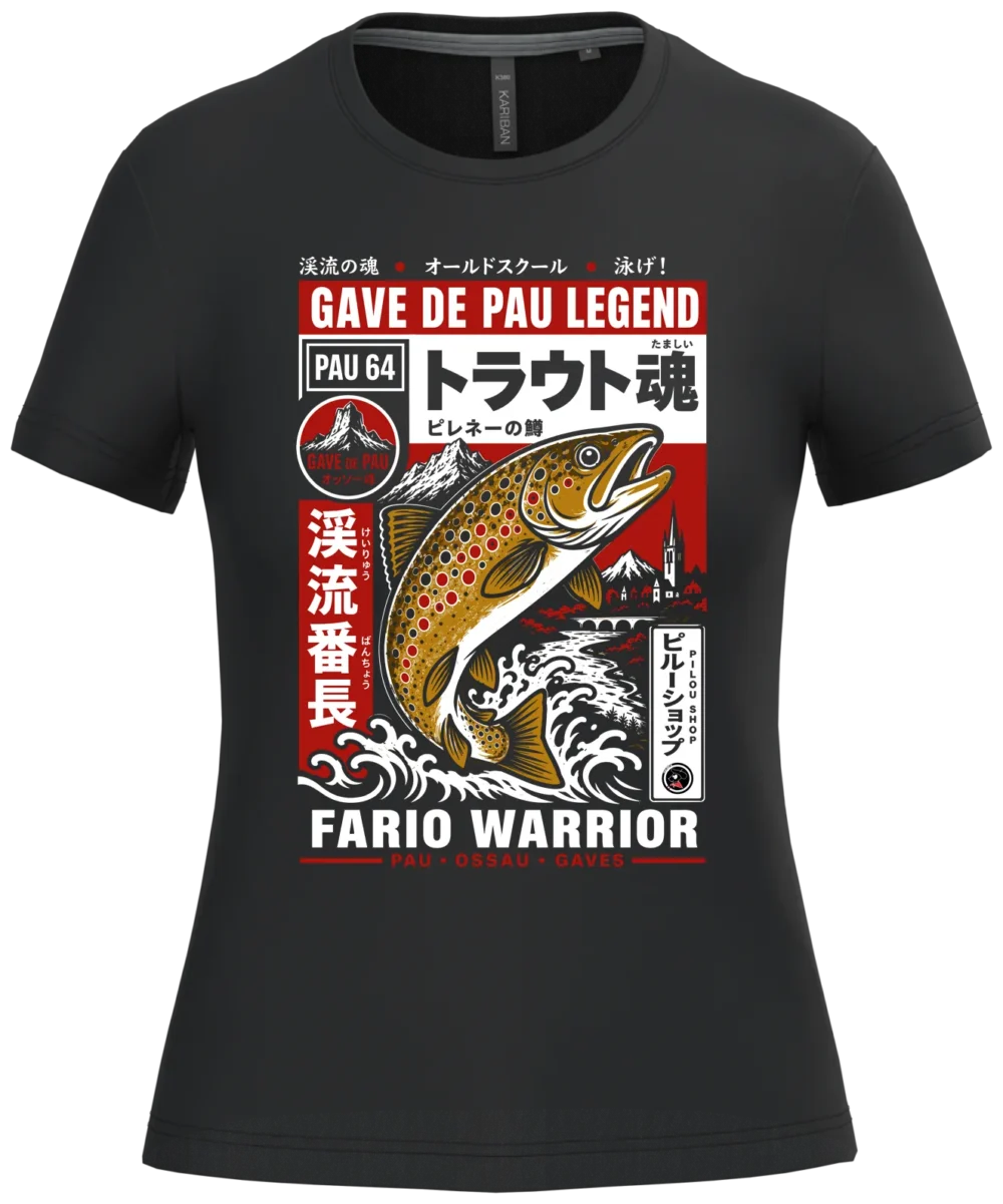 T-shirt femme noir truite Gave de Pau