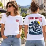 T-shirt blanc Ossau Valley, vues avant et arrière