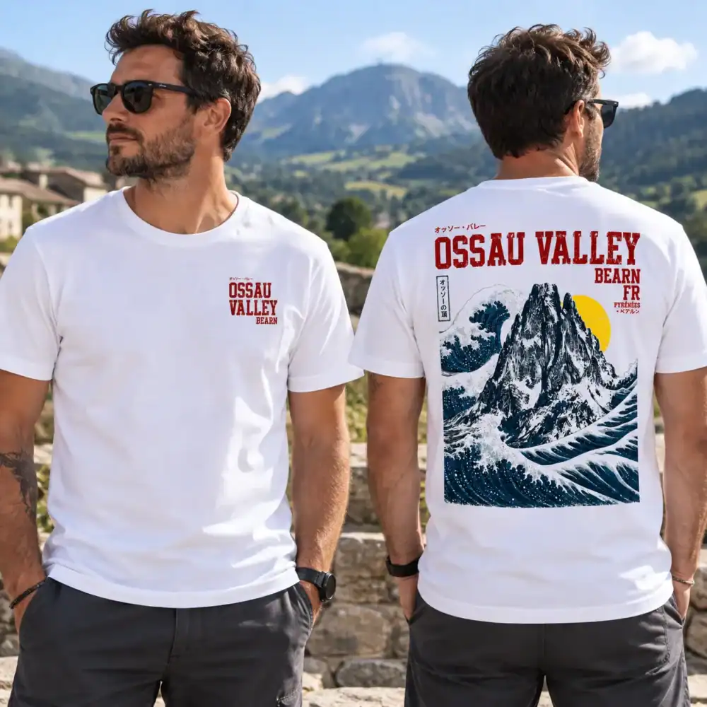 Homme portant un tee-shirt blanc Ossau Valley