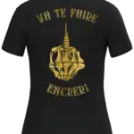 T-shirt noir main squelette doigt d'honneur doré