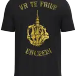 T-shirt noir main squelette doigt d'honneur Tour Eiffel