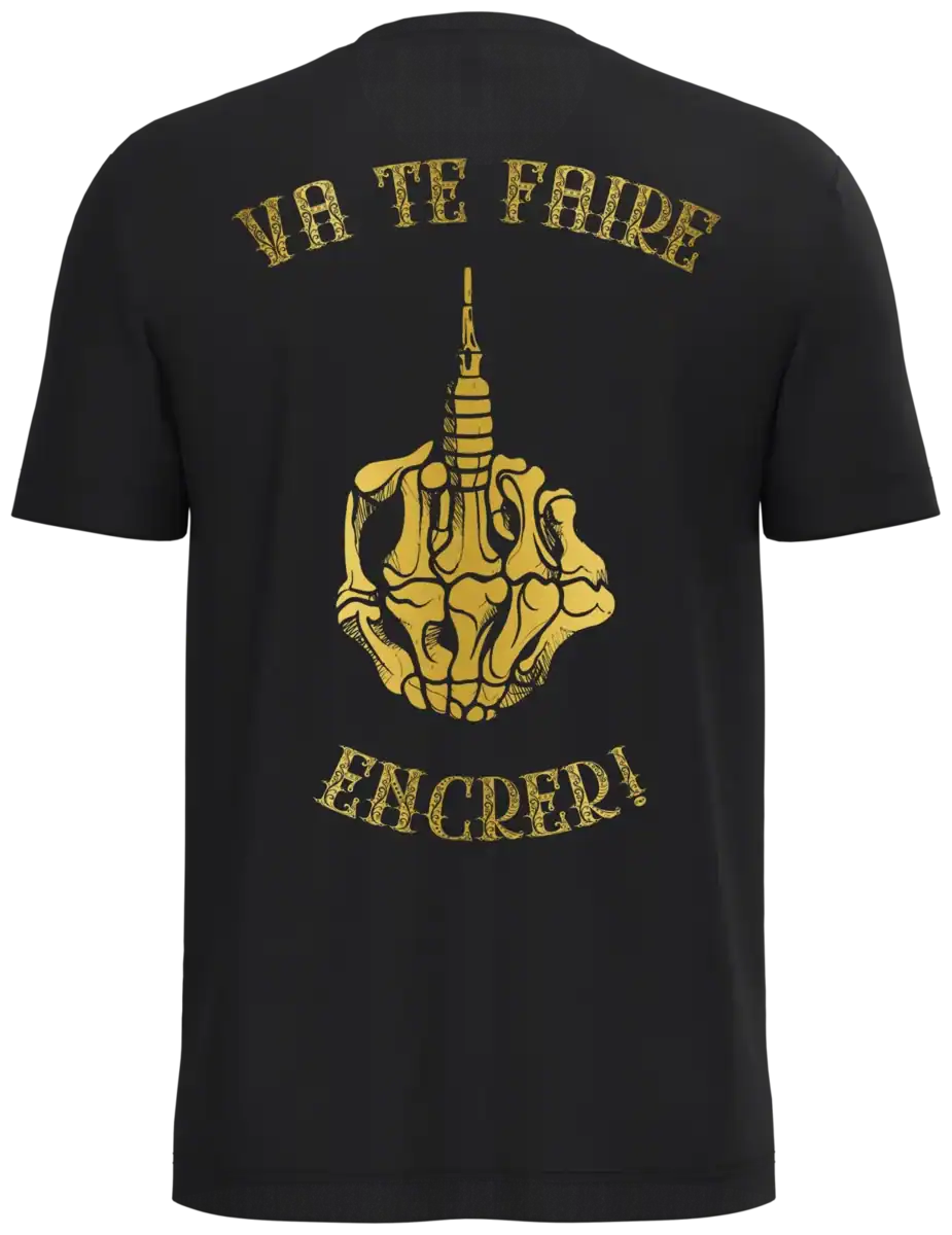 T-shirt noir main squelette doigt d'honneur Tour Eiffel
