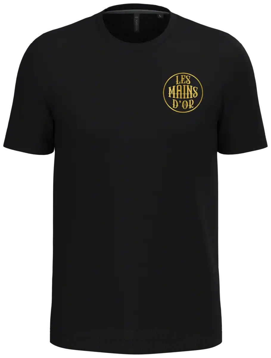 T-shirt noir logo doré Les Mains d'Or