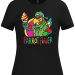 T-shirt femme perroquet glace Tropic Chill sur fond blanc avec design perroquet coloré