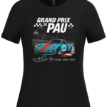 T-shirt noir femme Grand Prix de Pau voiture vintage