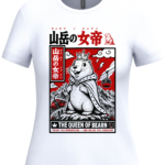 T-shirt femme marmotte reine des montagnes Béarn sur fond blanc vue de face.