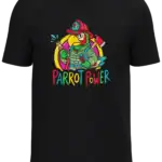 T-shirt noir perroquet pompier Parrot Power