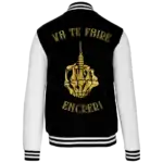 Veste varsity noire message Va te faire encrer