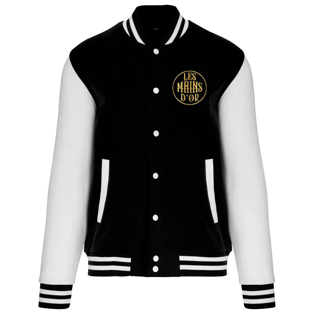 Veste varsity noire et blanche Les Mains D’Or