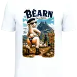T-shirt Béarn avec brebis humoristique 100% béarnaise sur fond blanc coupe unisexe