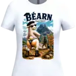 T-shirt femme Béarn mouton béret devant montagnes pyrénéennes