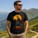 T-shirt isard Béarn Samouraï porté par homme en montagne pyrénéenne