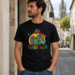 Homme portant t-shirt Parrot Power coloré